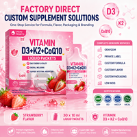 Bâtonnets liquides personnalisés de Vitamine D3 K2 CoQ10 saveur fraise – Complément nutritionnel quotidien pratique – Fabrication en marque blanche