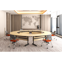 Bureau de formation moderne pliable et mobile avec roulettes, base métallique personnalisée, mobilier de bureau gain de place, table de réunion