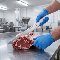 Couteau de boucher professionnel de 12 pouces avec logo personnalisé, acier inoxydable NSF, manche en PP blanc, hachoir à viande, traitement commercial de la viande, OEM