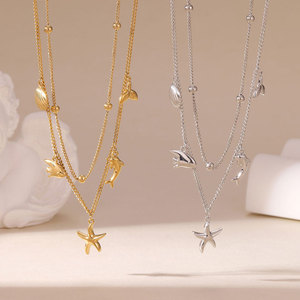 สร้อยคอจี้แฟชั่นสไตล์ฮาวายสำหรับผู้หญิงทำจากสเตนเลส316L เครื่องประดับ14K 18K - Product Image 2