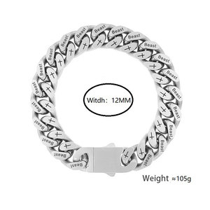 Pulsera y brazalete de hombre de acero inoxidable 316L a prueba de agua y antideslustre, pulsera de eslabones cubanos para hombre. - Product Image 6