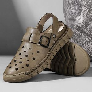 Zuecos de Cuero Genuino para Hombre, Sandalias Casuales de Verano con Punta Abierta, Transpirables, con Correa de Hebilla, Suela de Goma y Entresuela de EVA - Product Image 5
