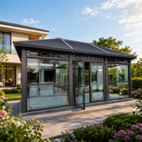 Porte coulissante en aluminium à haute transmission lumineuse HUACAI, véranda en verre trempé, serre de jardin pour terrasse extérieure