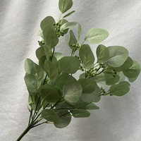 Daun Eucalyptus Sutra Buatan YL 9 Cabang untuk Pernikahan, Natal, Paskah, Ramah Lingkungan, Dapat Digunakan di Dalam/Luar Ruangan dengan Buah
