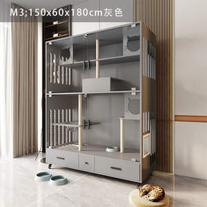 Modern mewah 3 Tingkat kucing kayu Villa dalam ruangan kucing peliharaan besar bermain kandang rumah sarang furnitur rumah untuk ruang tamu musim dingin - Product Image 4