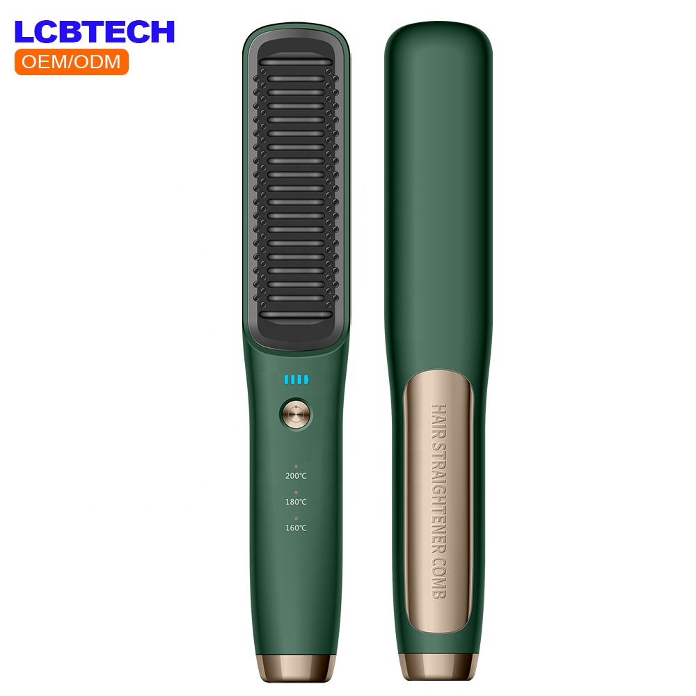 Портативный Керамический выпрямитель для волос, 3 уровня нагрева, регулируемая щетка для выпрямления волос, для укладки волос