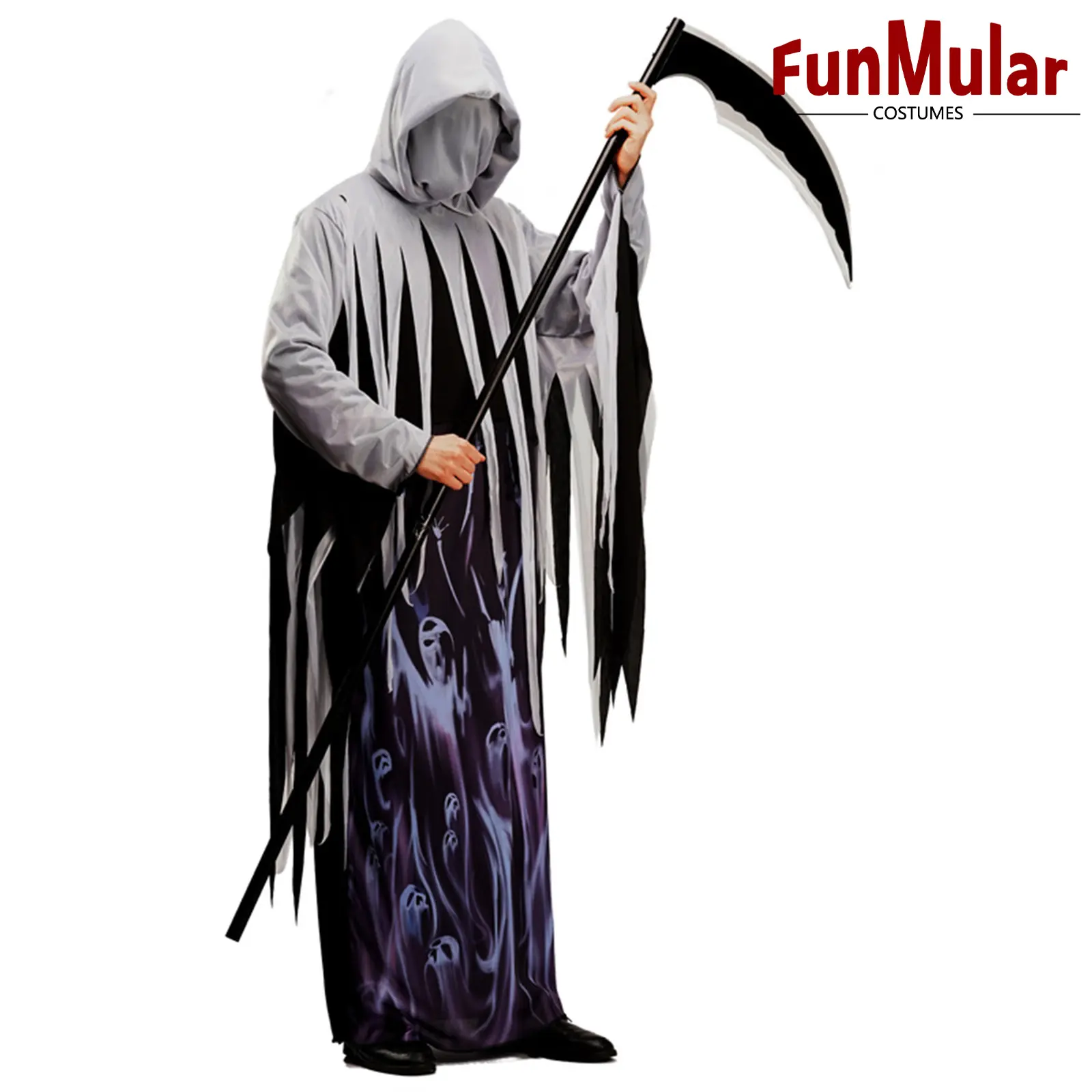 Funmular kostum Soul Taker pria, kostum Reaper Grim untuk kostum Cosplay Halloween