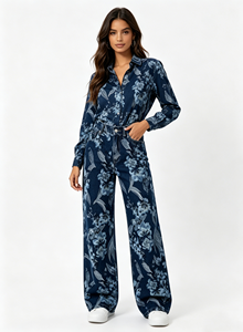<span class=keywords><strong>Jean</strong></span> large pour femme 2026, <span class=keywords><strong>taille</strong></span> <span class=keywords><strong>haute</strong></span>, coupe ample, extensible, imprimé floral, jambe droite, en denim, bleu foncé vintage, style Boyfriend - Product Image 4
