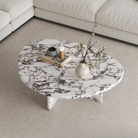 Ensemble de table basse et table d'appoint en marbre de luxe moderne, combinaison décorative de meubles pour appartement et villa