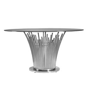 เฟอร์นิเจอร์ตกแต่งงานเลี้ยงหรูหรา โต๊ะงานแต่งงานสแตนเลสสีขาว ท็อปกระจก - Product Image 2