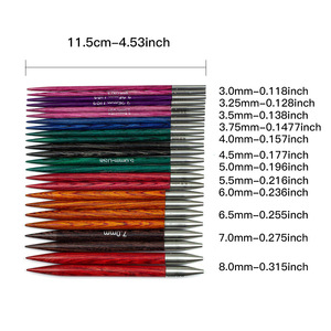 Lot de 12 paires d'aiguilles à tricoter en bois synthétique, détachables, avec anneaux de remplacement, finition sergé poli à la main, pour tricot transfrontalier - Product Image 2