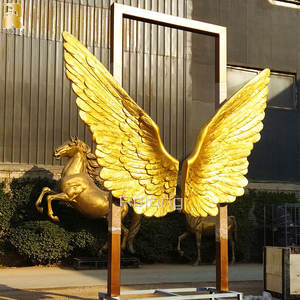 Decoración de jardín al aire libre escultura de arte dorado estatua de alas de Ángel de bronce a la venta - Product Image 4