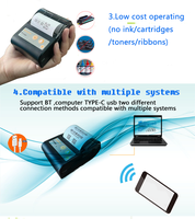 Mini Imprimante Thermique Portable de Reçus, Mobile de Poche 58mm, sans Fil Bluetooth, pour Factures et POS