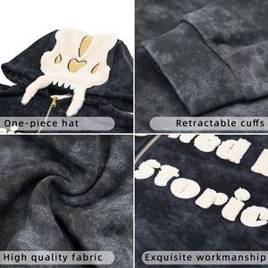 เสื้อฮู้ดซิป 3 มิติ แบบสั่งทำพิเศษ ผ้าคอตตอนหนานุ่มทรงโอเวอร์ไซส์ ปักโลโก้แบบเชนิลล์ เสื้อฮู้ดมีซิป - Product Image 6