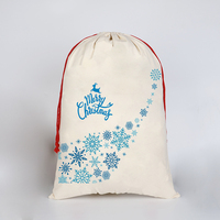 Sac en coton à cordon de serrage grande taille, motif Père Noël et rennes, idéal pour les cadeaux - Vente chaude directe usine