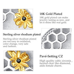 Changda 925 plata esterlina oro abeja memoria medallones foto medallón colgante collar - Product Image 2