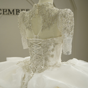 Gt26058 Modern Sweetheart Ball Gown Floor-Length Chapel Train Long Sleeve Backless <b>Wedding</b> Dress 100% Polyester Lace Plus Size - Product Image 2