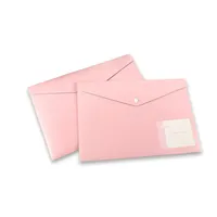 Tas Dokumen Tahan Air Pink Map Dompet Plastik Bening Lanskap untuk Perlengkapan Sekolah dan Kantor
