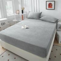 Drap-housse en velours en gros, draps de lit en polaire pelucheux, protège-matelas avec poche profonde, chaud et douillet