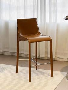 Banco de <span class=keywords><strong>Bar</strong></span> italiano, sillín ligero de lujo, silla de <span class=keywords><strong>Bar</strong></span> de cuero, Banco Simple alto, respaldo de Hotel, silla de <span class=keywords><strong>Bar</strong></span> de diseñador - Product Image 4