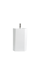 Lavabo autoportant moderne et fin en céramique avec piédestal intégré sans joint, équipement sanitaire pour salle de bain et appartement, vente en gros