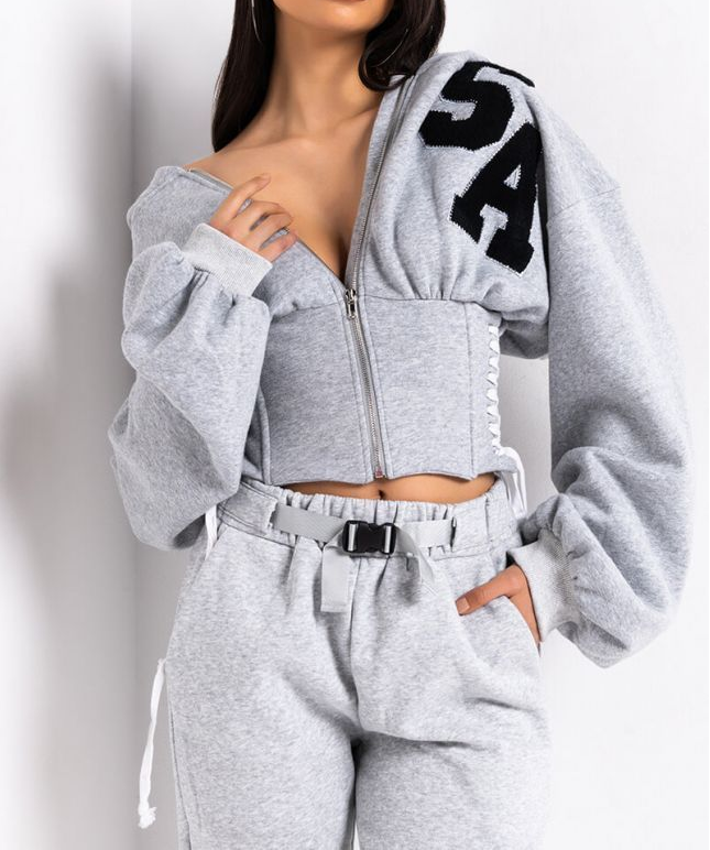 Sexy Open Bust Cropped Hoodies Women's Casual Wear