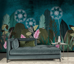 Papier peint mural 3D personnalisé, paysage <span class=keywords><strong>tropical</strong></span>, feuilles de plantes peintes à la main, fleurs, <span class=keywords><strong>chambre</strong></span> à coucher, décoration de la maison, imperméable - Product Image 2
