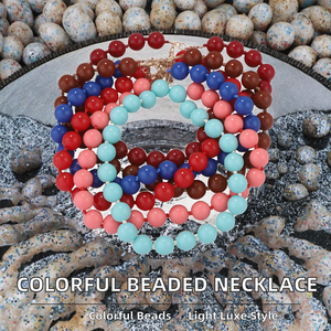 Collier coloré à plusieurs rangs avec perles, fait main, rond, décontracté, pour femme, accessoire de fête - Product Image 2