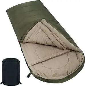 Saco de dormir de franela de algodón XXL 100% 0 grados estiramiento cero compresión libre para adultos para acampar en invierno frío