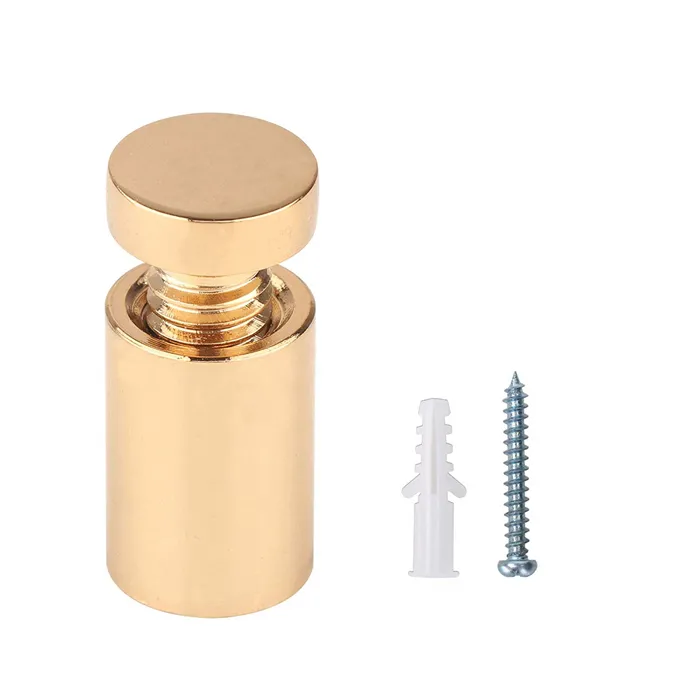 High Quality 19mm 25mm Golden Color Glass Sign Standoff Screws Mount Glass Acrylic Advertising Nails Products