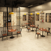 Meubles de restaurant bon marché de style nordique moderne, chaises et table en bois avec structure en fer pour la restauration rapide et les cafés