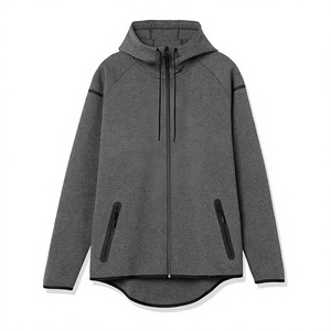 Sweat à capuche zippé pour homme, 100% coton, uni, respirant, séchage rapide, vêtements de sport et de course en plein air, service de personnalisation OEM - Product Image 1