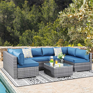 7 PCS <strong>Rattan</strong> Outdoor Sofa Grey Nordic Out Door <strong>Garden</strong> Sofas L Shape Contemporary <strong>Rattan</strong> Wicker <strong>Corner</strong> <strong>Furniture</strong> - Product Image 1