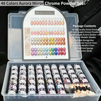 Ensemble de 48 poudres magiques effet miroir 2026 – Nouvelle collection Aurora Fantasy, poudre lueur de lune haute brillance pour salons de manucure (vente en gros)
