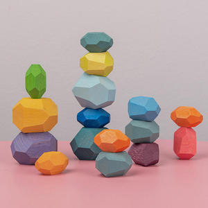 Lot de pierres d'équilibrage aux couleurs arc-en-ciel, blocs en bois, jeu éducatif pour enfants, Diy, jeu d'empilage, 16 pièces, nouveauté - Product Image 5