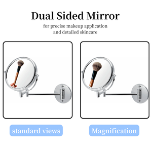 <span class=keywords><strong>Espejo</strong></span> de <span class=keywords><strong>tocador</strong></span> plegable personalizado de doble cara <span class=keywords><strong>giratorio</strong></span> de 360 grados montado en la pared <span class=keywords><strong>con</strong></span> función de aumento personalizable - Product Image 2