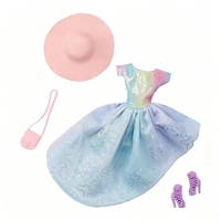 Nouveauté, poupée en peluche faite à la main à l'échelle 1/6, ensemble de robes de mode pour filles avec chapeau rond rose et sac