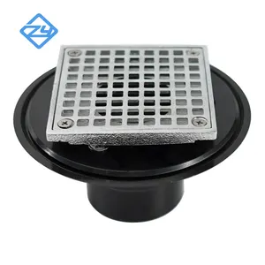ABS Adjustable Shower Drain with Square Brass Grate And Strainer
