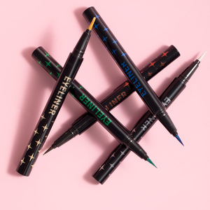 Maquillage de marque de distributeur personnalisé pointe pinceau ultra fine et flexible <span class=keywords><strong>noir</strong></span> paillettes <span class=keywords><strong>eyeliner</strong></span> liquide perle imperméable à l'eau - Product Image 4
