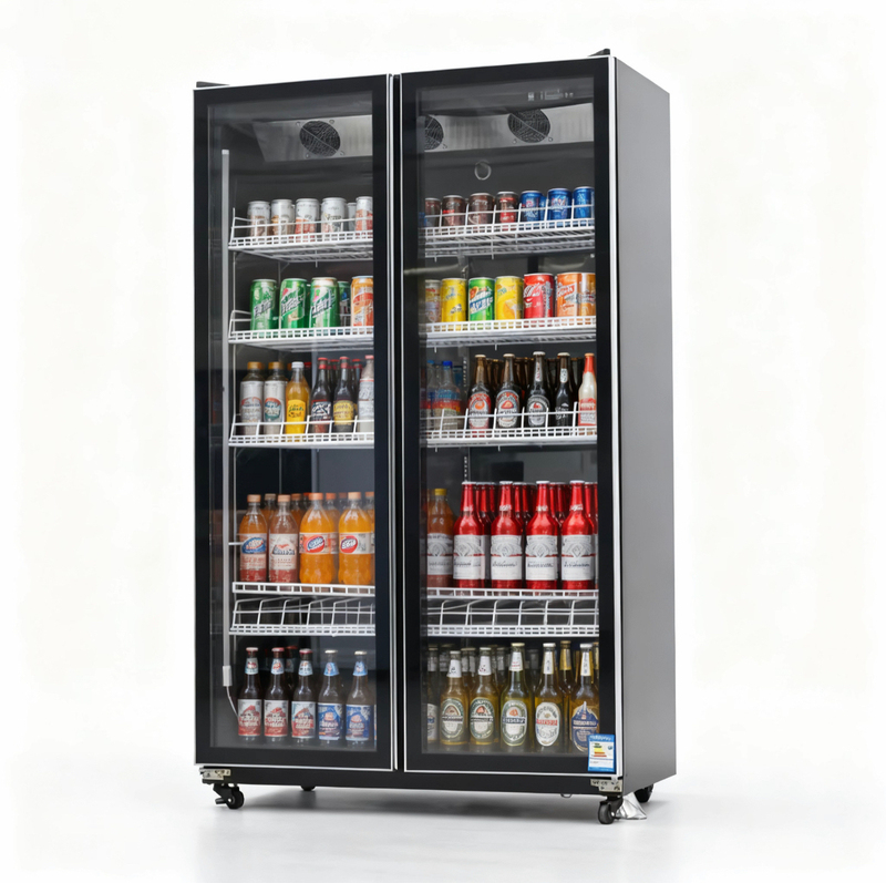Supermarket Store Double Glass Door Refrigeration