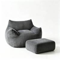 Fauteuil pouf en velours côtelé doux avec repose-pieds, canapé paresseux surdimensionné pour chambre et salon, vente en gros