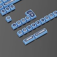 Blaue Katzenauge-Serie Wärmeübertragung Gaming Niedliche Tastenkappen 138 Tasten Originalhöhe Mechanische Tastatur Individualisiert