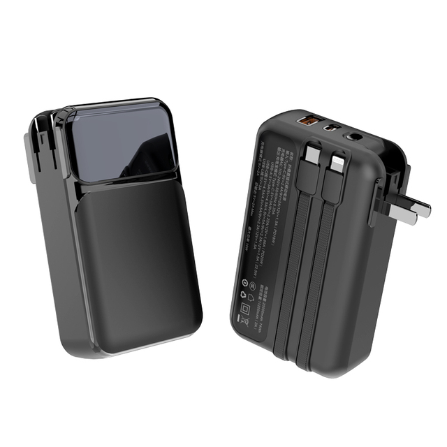 Built in Type c Cable Portable Charger Power Banks PD22.5 Fast Charging Power Bank with Wall Charger AC Plug