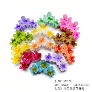 Trois pinces à cheveux en forme de fleur de frangipanier, 9,5 cm, colorées, pour femmes et filles, accessoire pour cheveux - Product Image 3