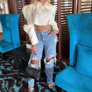 Blus Wanita Lengan Panjang Model Slim <span class=keywords><strong>Fit</strong></span> Kasual 2 Potong, Atasan Wanita Modis, Blus Wanita, Diskon Spesial Musim Semi Gugur - Product Image 1