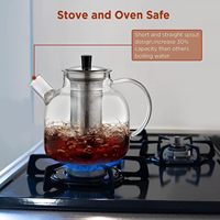 Teko kaca 1500ml, kompor atas ketel teh aman dengan Infuser borosilikat kaca kendi air pembuat teh bening untuk daun longgar
