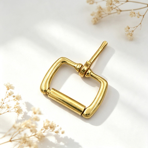 Simple Solid Brass Prong Buckle, Round Corner Smooth Pin Buckle, Durable Fitting for Belt, <b>Camera</b> Strap and Pet Collar - Product Image 3