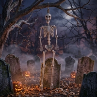 Squelette articulé réaliste grandeur nature SIPKLR 185 cm pour Halloween, maison hantée, intérieur/extérieur
