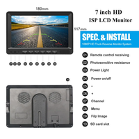 7 pouces étanche DVR Split Monitor double vue arrière caméra de recul grands véhicules système de recul pour Semi Box Truck RV