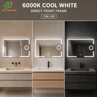 Miroir de salle de bain LED à éclairage frontal 80x60cm avec grossissement 5X 10X, anti-buée, écran tactile, pour la vente en gros par Joystar